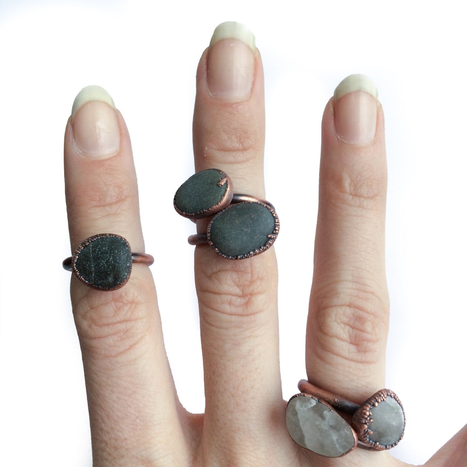 Beach pebble ring | Organic stone stacking ring