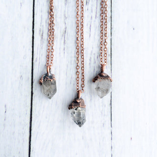 Raw crystal anthraxolite necklace | Electroformed crystal necklace