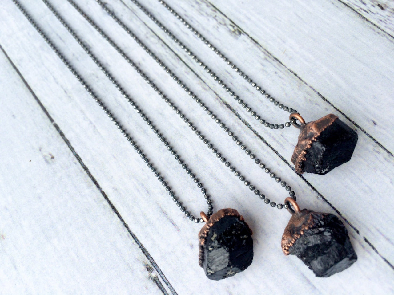 Raw tourmaline necklace | Black tourmaline sterling silver crystal necklace