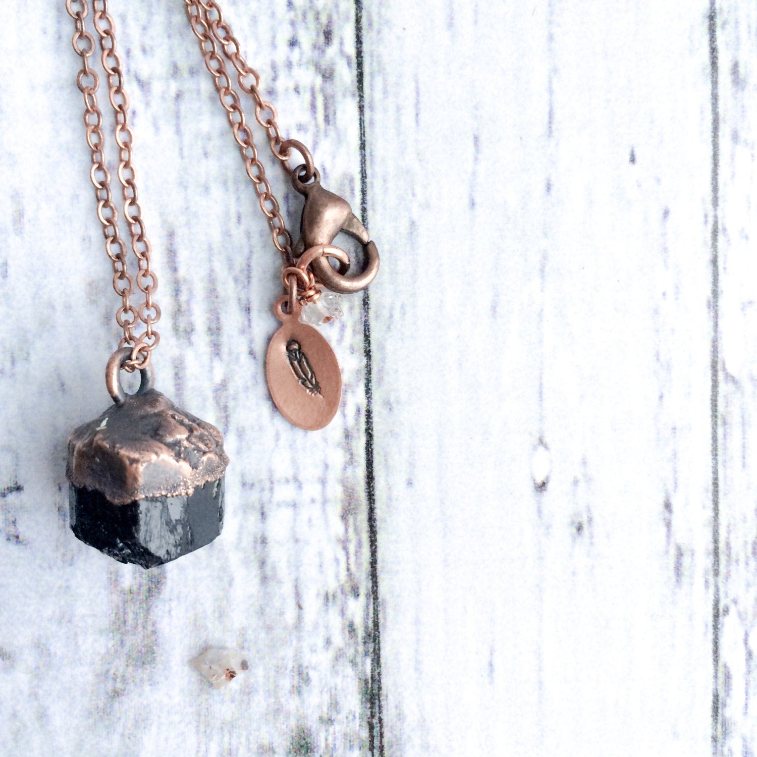 Raw tourmaline necklace | Black tourmaline crystal necklace