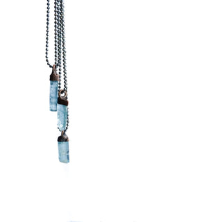 Aquamarine crystal necklace | Raw aquamarine sterling jewelry