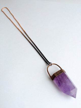 Large Amethyst crystal necklace | Amethyst statement necklace