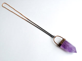 Large Amethyst crystal necklace | Amethyst statement necklace